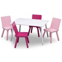 Medinis staliukas su 4 kėdutėmis Pastel Pink